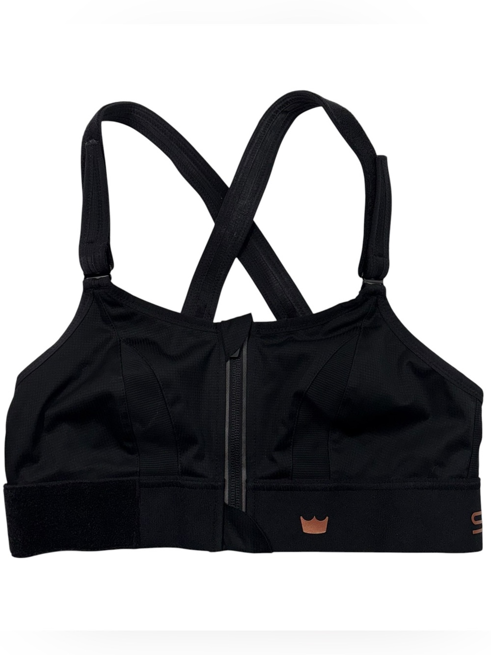 SHEFIT Ultimate Sports Bra Solid Black High Impact Front Zip Athletic Bra Small